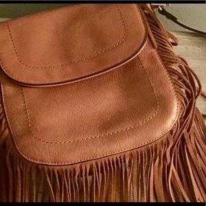Fringe, brown leather purse